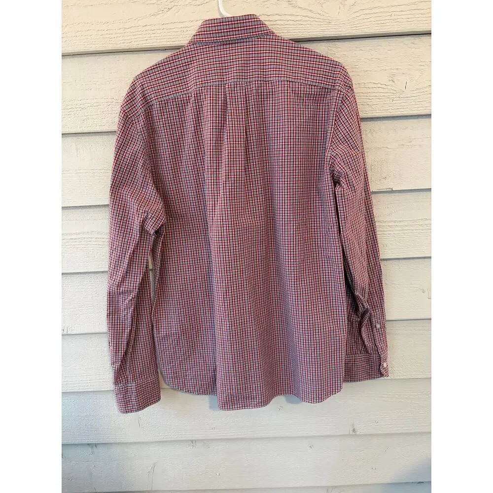J.Crew Slim Red Plaid Button Down Shirt Size L 100% Cotton